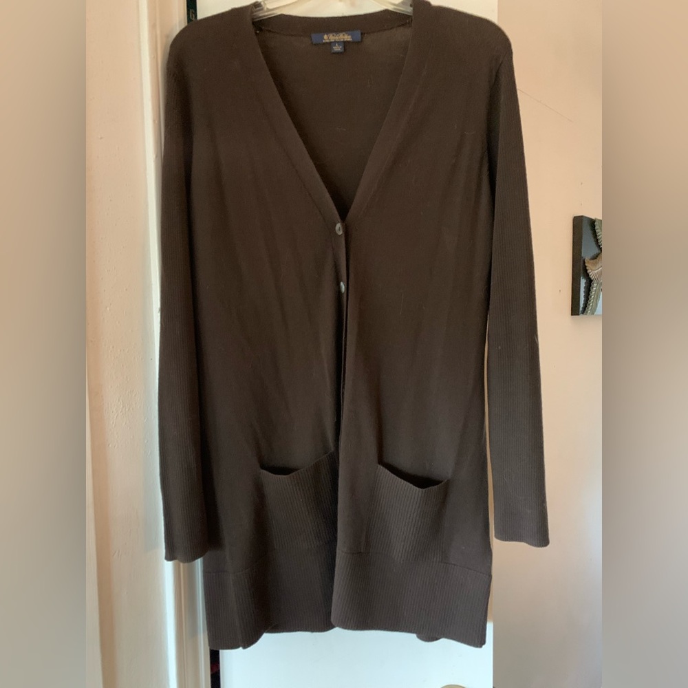 Brooks Brother Merino Wool Brown Cardigan size Large. Super soft!  Classic look!